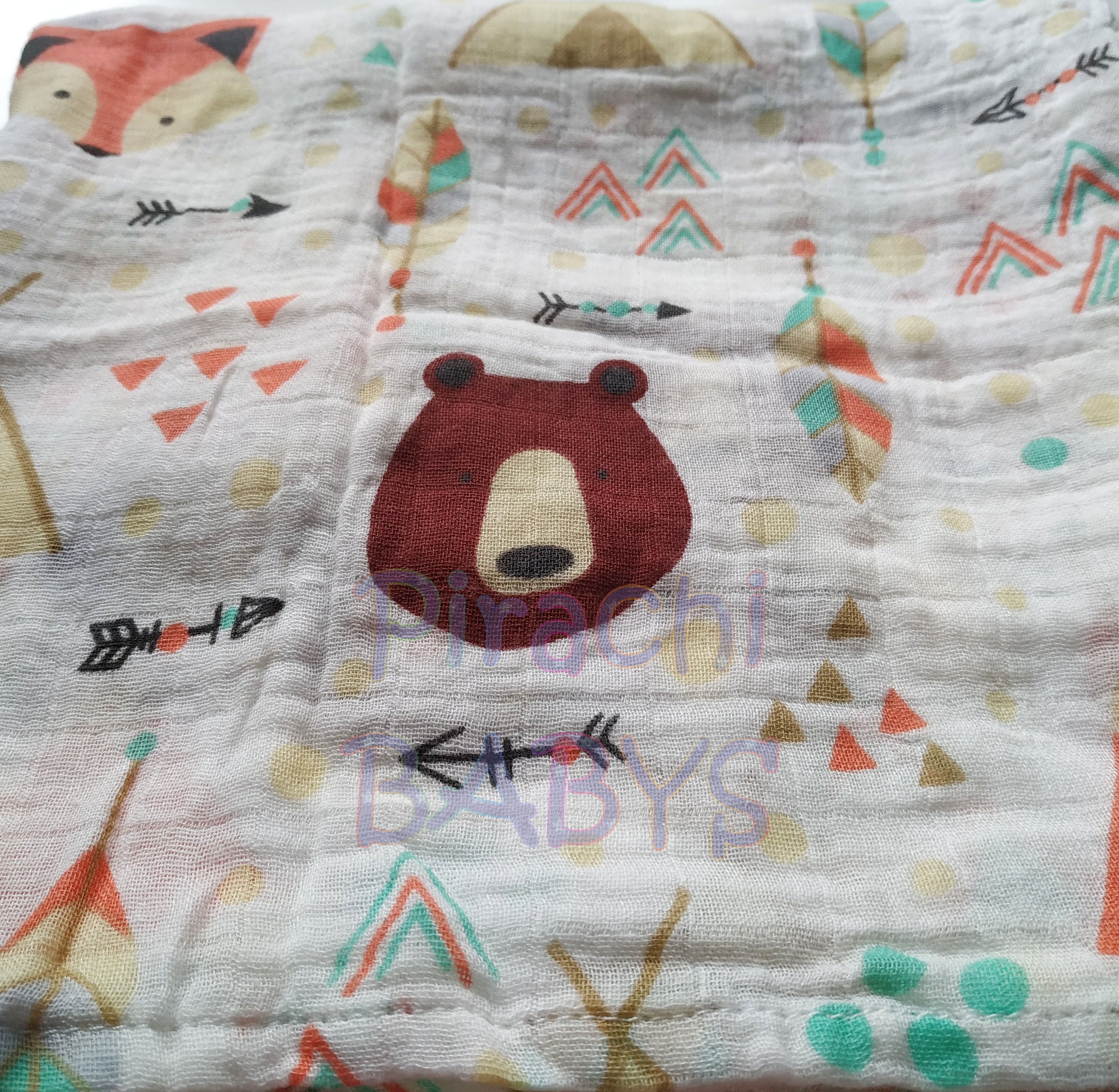 Muselina para bebé de algodón - Estampado TIPI - Imagen 4